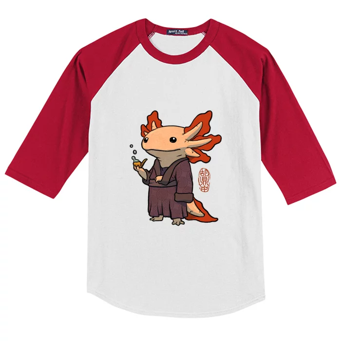 Cute Axolotl Philosopher Kids Colorblock Raglan Jersey