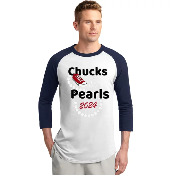 Chucks And Pearls Cute Women 2024 Baseball Sleeve Shirt