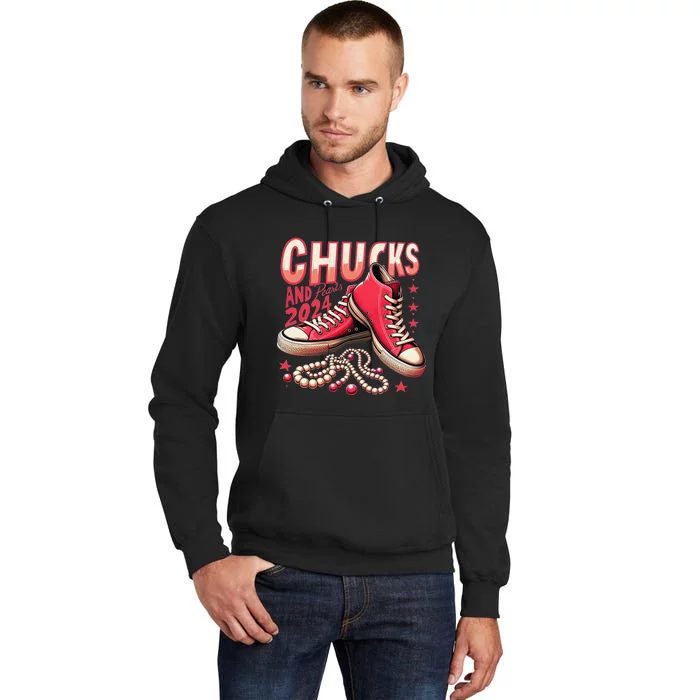 Chucks And Pearls 2024 President Election Day Kamala Harris Tall Hoodie