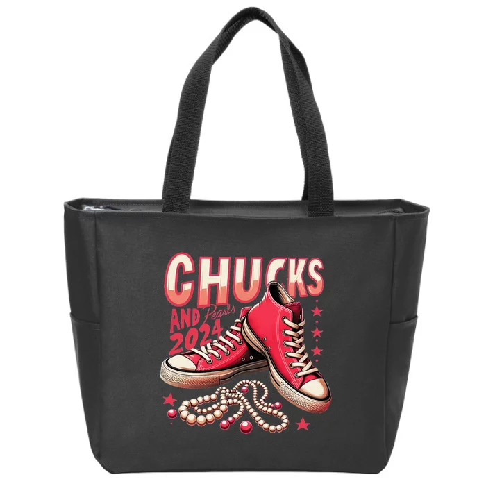 Chucks And Pearls 2024 President Election Day Kamala Harris Zip Tote Bag