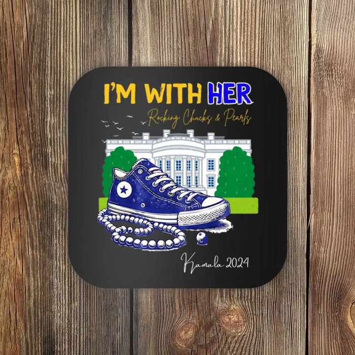 Chucks And Pearls IM With Her Kamala 2024 Coaster