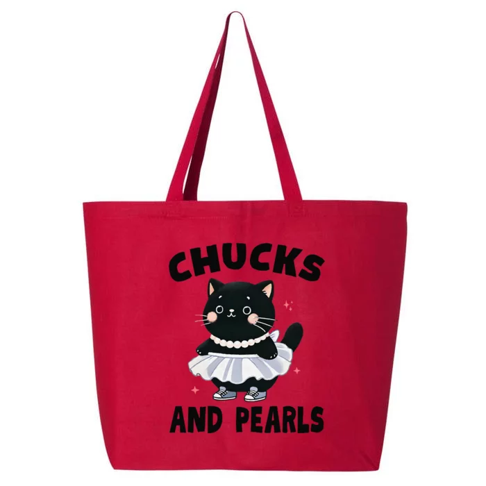 Chucks And Pearls Cute Black Cat Black History Proud Women 25L Jumbo Tote