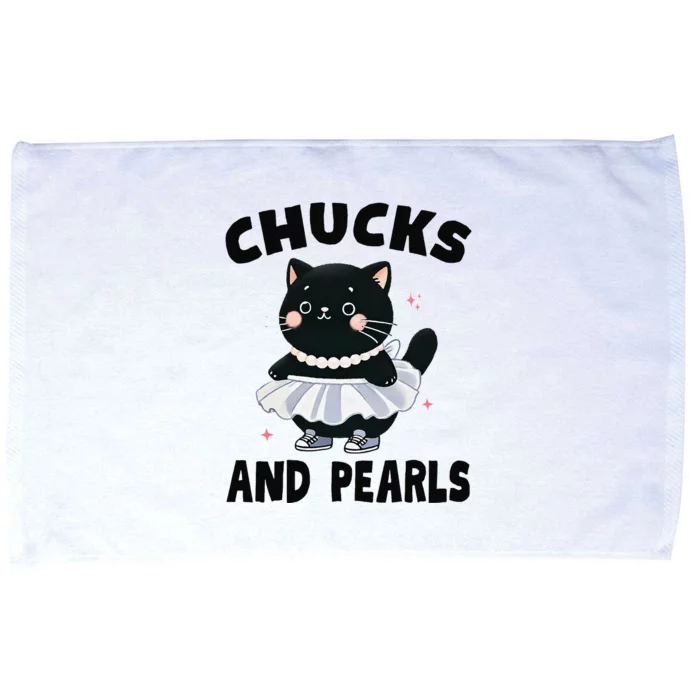 Chucks And Pearls Cute Black Cat Black History Proud Women Microfiber Hand Towel