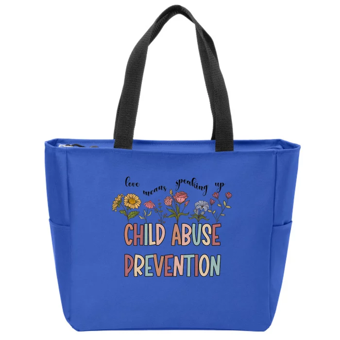 Child Abuse Prevention Wildflower Love Means Speaking Up Indigenous Zip Tote Bag