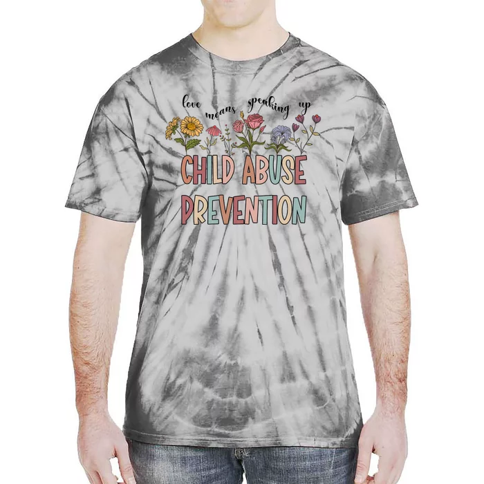 Child Abuse Prevention Wildflower Love Means Speaking Up Indigenous Tie-Dye T-Shirt