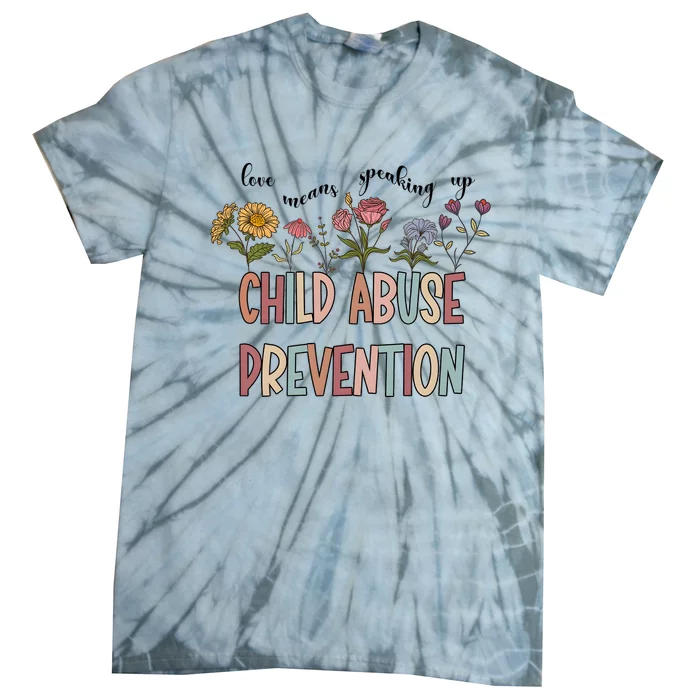 Child Abuse Prevention Wildflower Love Means Speaking Up Indigenous Tie-Dye T-Shirt