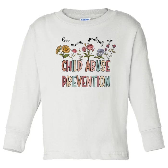 Child Abuse Prevention Wildflower Love Means Speaking Up Indigenous Toddler Long Sleeve Shirt