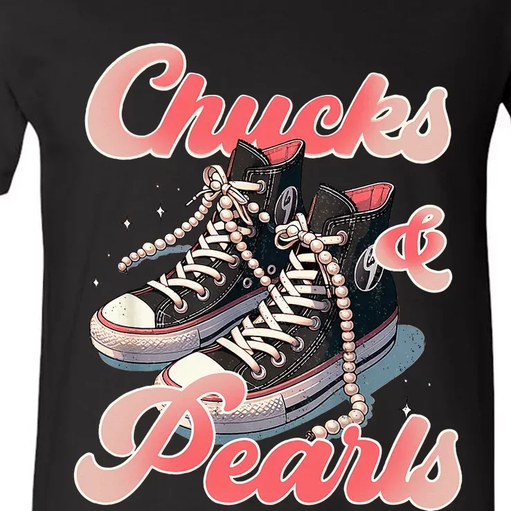 Chucks And Pearls IM With Her Kamala V-Neck T-Shirt