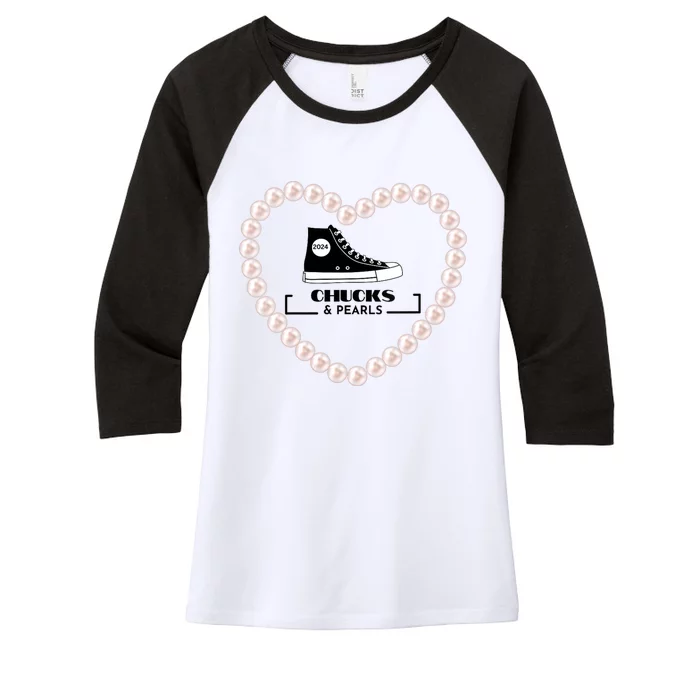 Chucks And Pearls 2024 Women's Tri-Blend 3/4-Sleeve Raglan Shirt