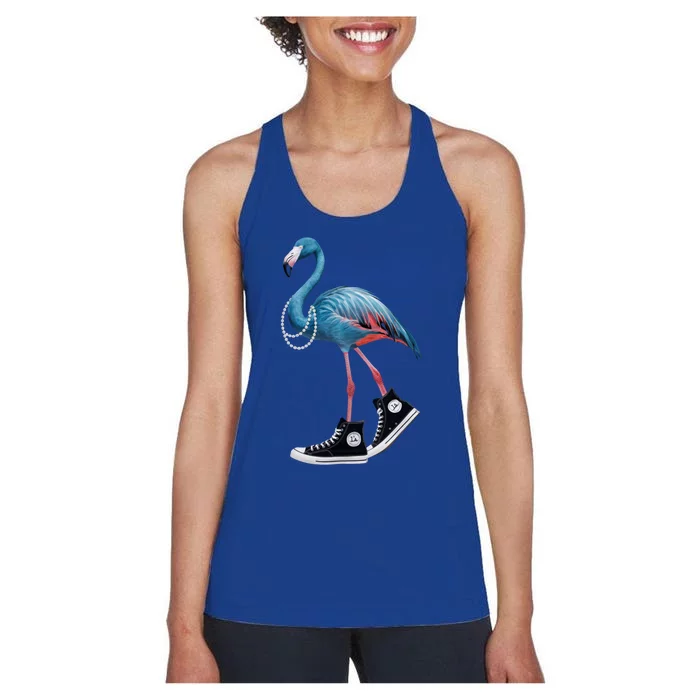 Chucks And Pearls Vote Blue Flamingo Comma La Kamala Harris Funny Gift Women's Racerback Tank