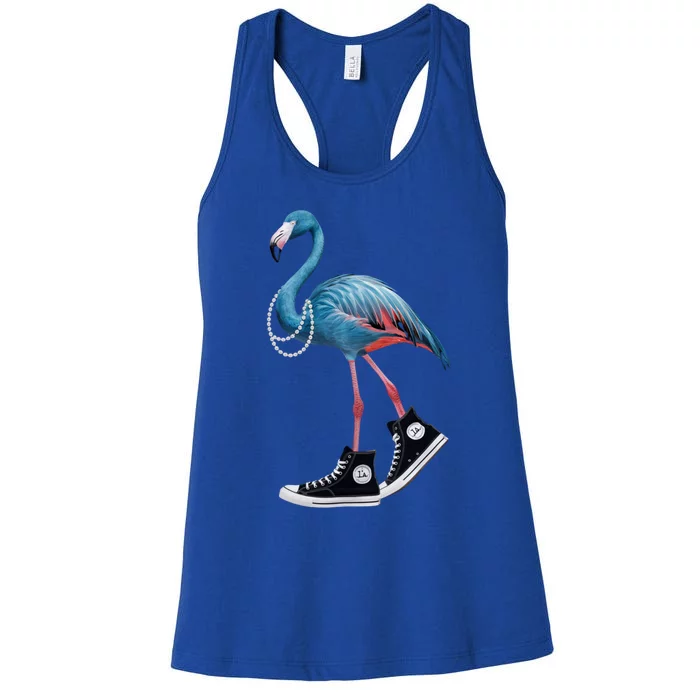 Chucks And Pearls Vote Blue Flamingo Comma La Kamala Harris Funny Gift Women's Racerback Tank