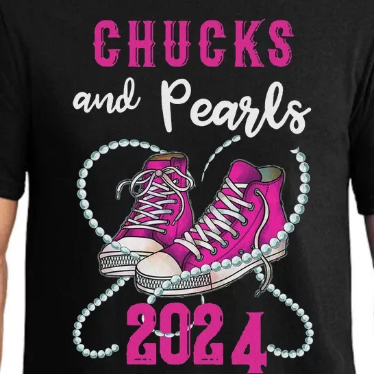 Chucks And Pearls IM With Her Kamala 2024 President Pajama Set