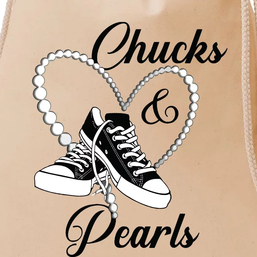 Chucks And Pearls 2024 Im With Her Kamala 2024 Drawstring Bag