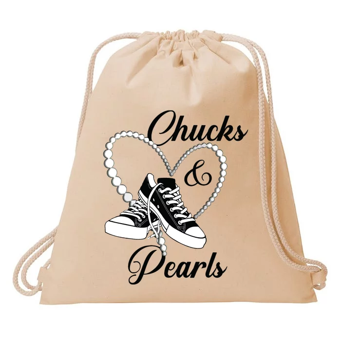 Chucks And Pearls 2024 Im With Her Kamala 2024 Drawstring Bag