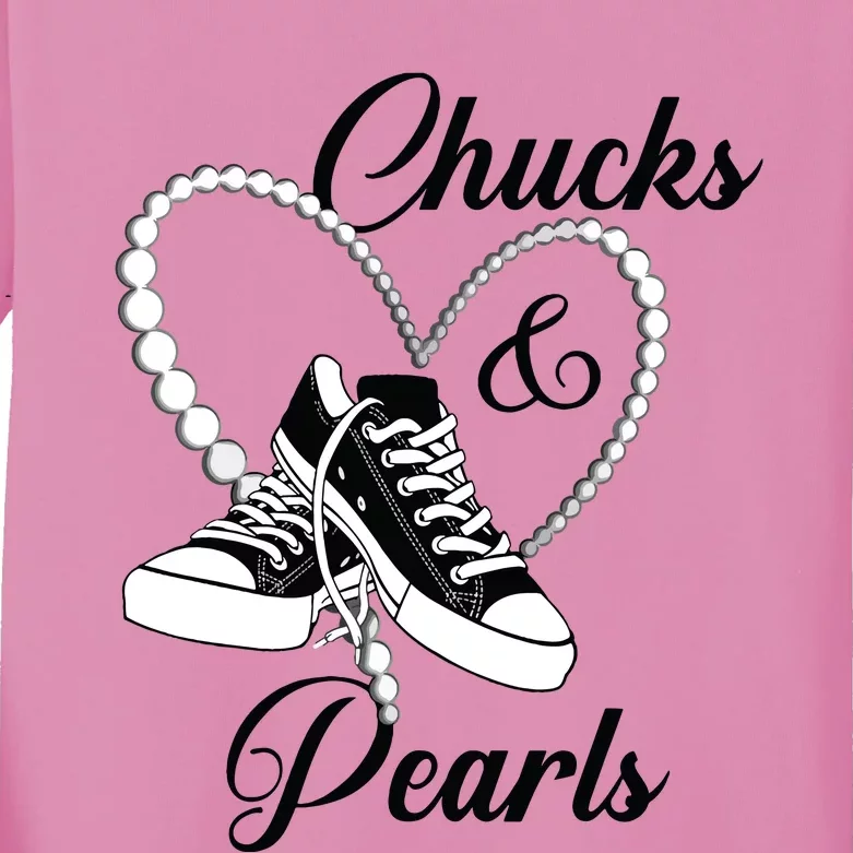 Chucks And Pearls 2024 Im With Her Kamala 2024 Kids Long Sleeve Shirt