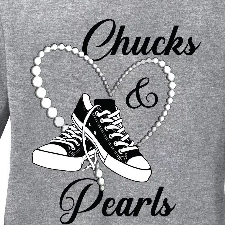 Chucks And Pearls 2024 Im With Her Kamala 2024 Ladies Long Sleeve Shirt