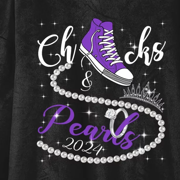 Chucks And Pearls 2024 Kamala Harris 2024 Vote President 47 Hooded Wearable Blanket