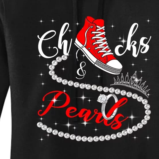 Chucks And Pearls 2024 Kamala Harris 2024 Vote President 47 Women's Pullover Hoodie