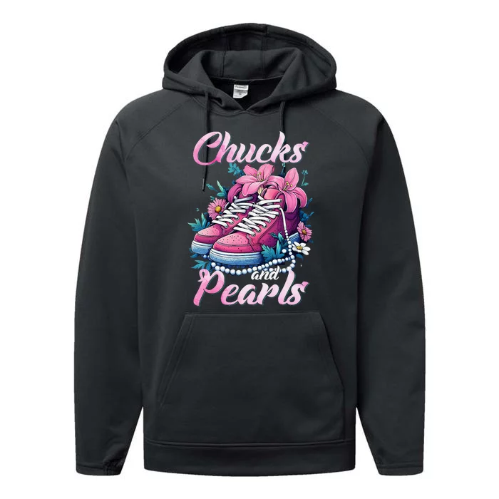 Chucks And Pearls Voting Kamala Harris Usa 2024 Performance Fleece Hoodie