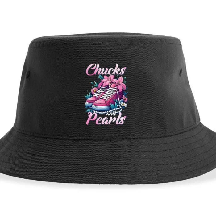 Chucks And Pearls Voting Kamala Harris Usa 2024 Sustainable Bucket Hat