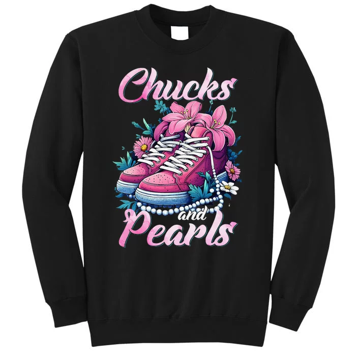 Chucks And Pearls Voting Kamala Harris Usa 2024 Tall Sweatshirt