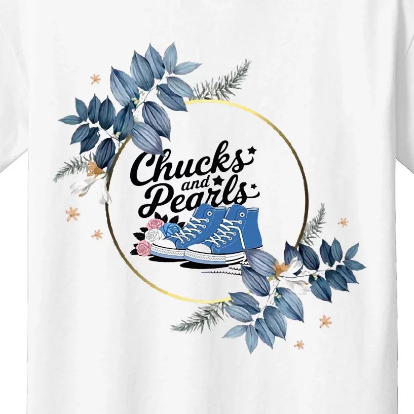 Chucks And Pearls For Ladies 2025 Flowers Kids T-Shirt