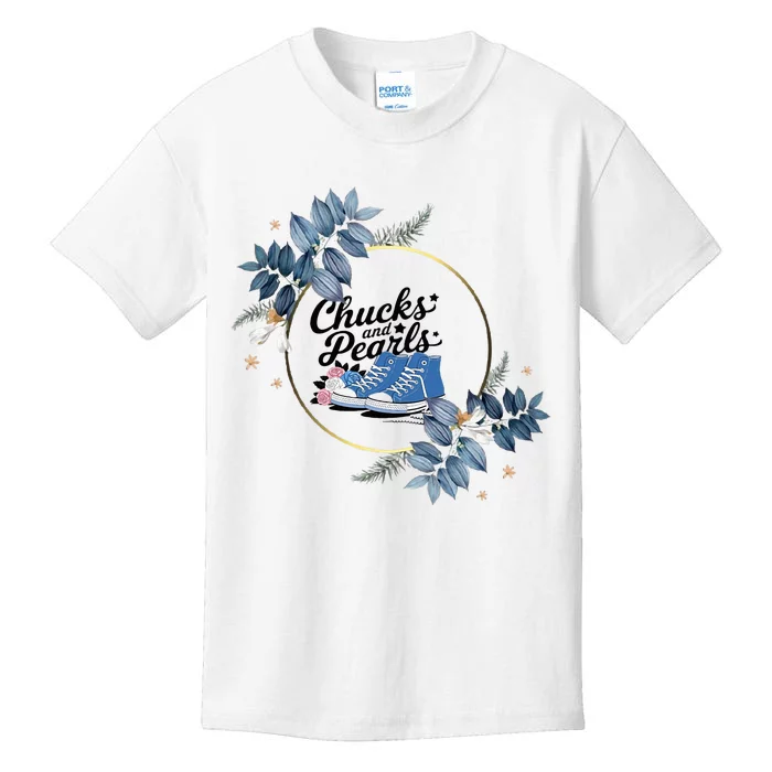 Chucks And Pearls For Ladies 2025 Flowers Kids T-Shirt