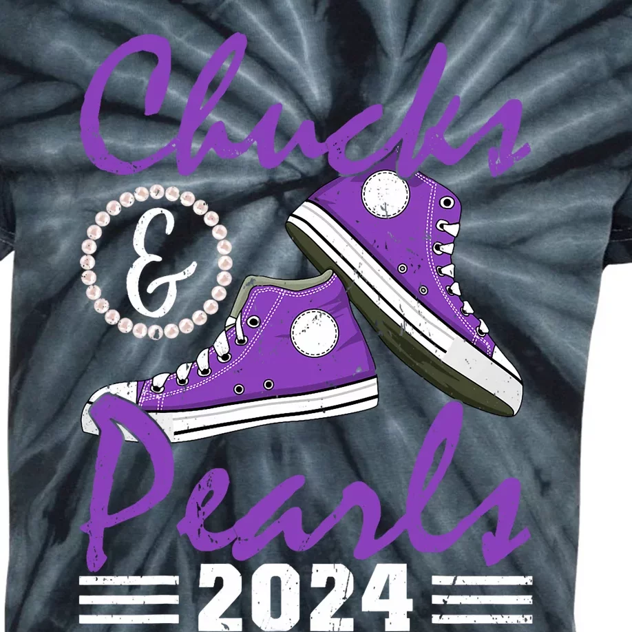 Chucks And Pearls 2024 Voting For Kamala Harris Usa Election Kids Tie-Dye T-Shirt