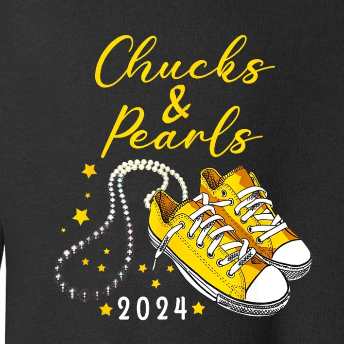 Chucks And Pearls 2024 Kamala Harris For President 47th Toddler Sweatshirt