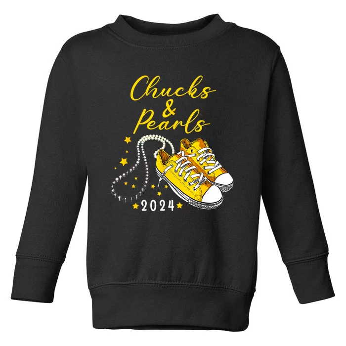 Chucks And Pearls 2024 Kamala Harris For President 47th Toddler Sweatshirt