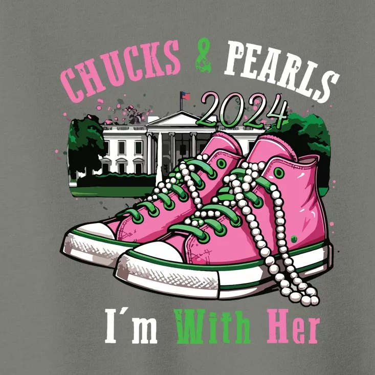 Chucks And Pearls 2024 Im With Her Women Voting Toddler T-Shirt