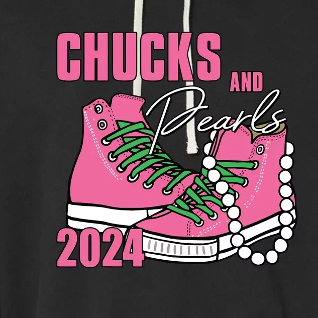 Chucks And Pearls Im With Her Kamala 2024 Garment-Dyed Fleece Hoodie