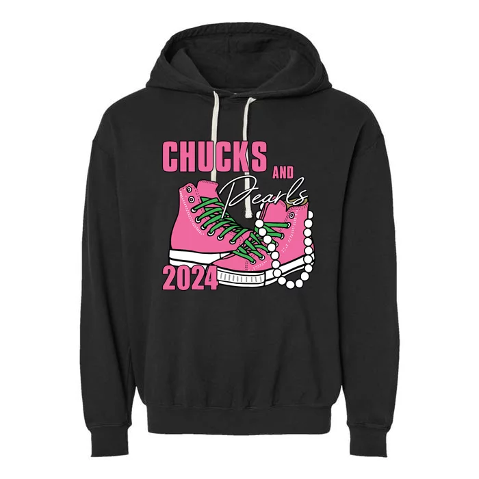 Chucks And Pearls Im With Her Kamala 2024 Garment-Dyed Fleece Hoodie