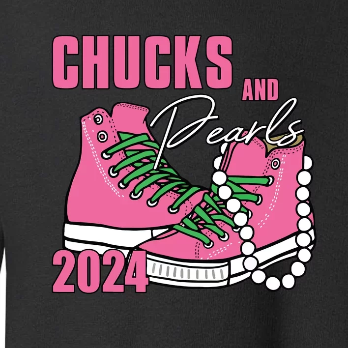 Chucks And Pearls Im With Her Kamala 2024 Toddler Sweatshirt