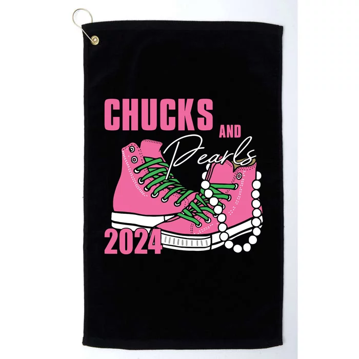 Chucks And Pearls Im With Her Kamala 2024 Platinum Collection Golf Towel