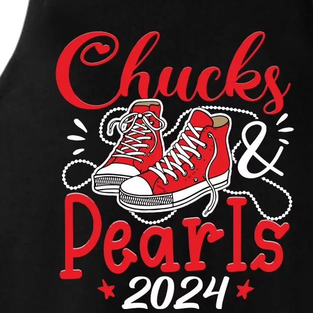 Chucks And Pearls Im With Her Kamala 2024 Ladies Tri-Blend Wicking Tank