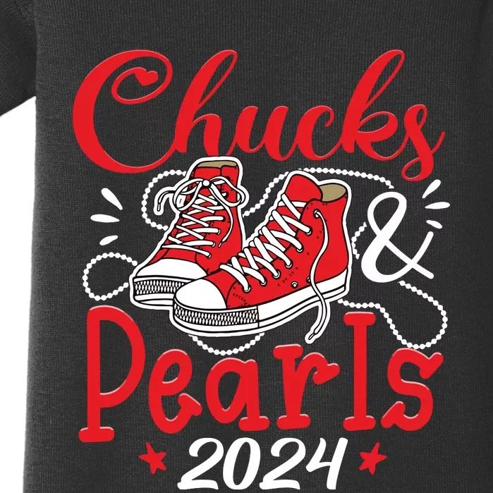 Chucks And Pearls Im With Her Kamala 2024 Baby Bodysuit