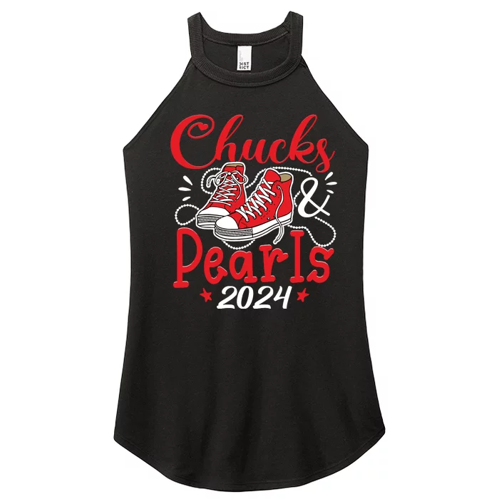 Chucks And Pearls Im With Her Kamala 2024 Women’s Perfect Tri Rocker Tank