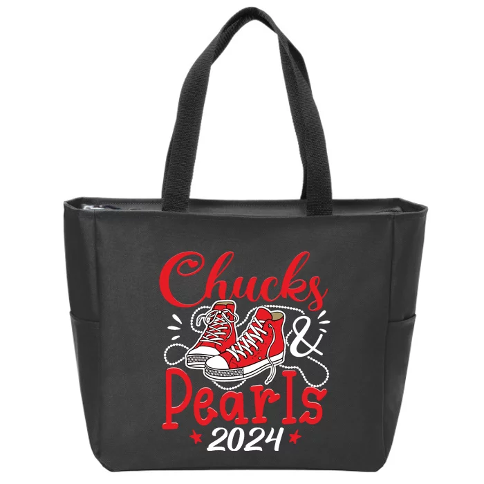 Chucks And Pearls Im With Her Kamala 2024 Zip Tote Bag