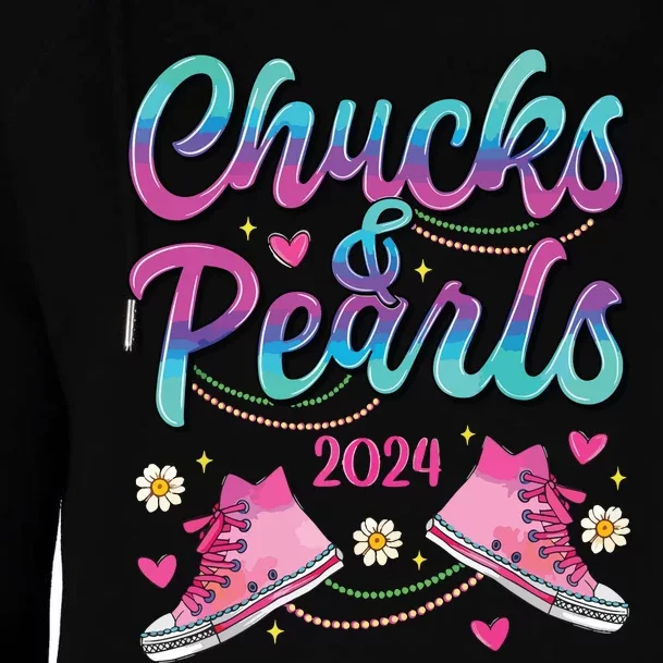 Chucks And Pearls Im With Her Womens Funnel Neck Pullover Hood