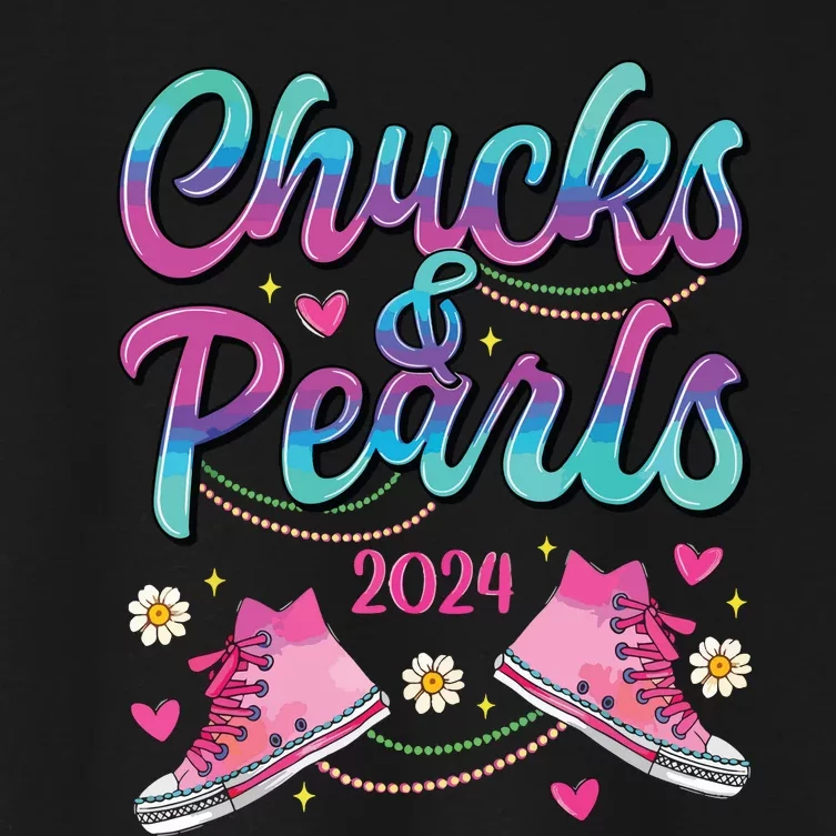 Chucks And Pearls Im With Her Women's Crop Top Tee