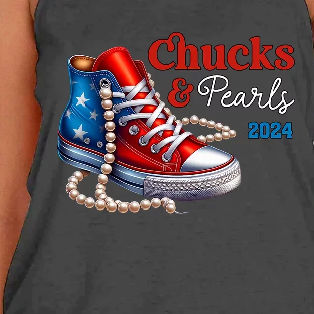 Chucks And Pearls 2024 IM With Her Kamala Women's Knotted Racerback Tank