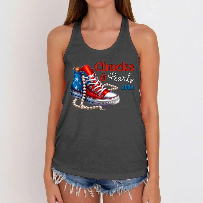 Chucks And Pearls 2024 IM With Her Kamala Women's Knotted Racerback Tank