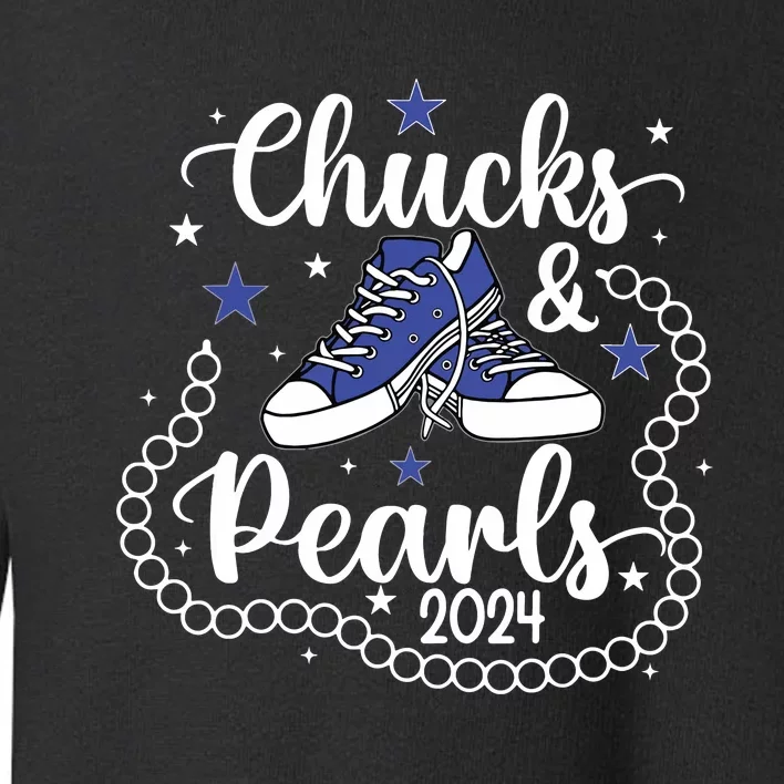 Chucks And Pearls Kamala Harris 2024 Meme Vote President Toddler Sweatshirt