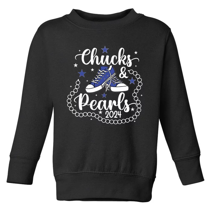 Chucks And Pearls Kamala Harris 2024 Meme Vote President Toddler Sweatshirt