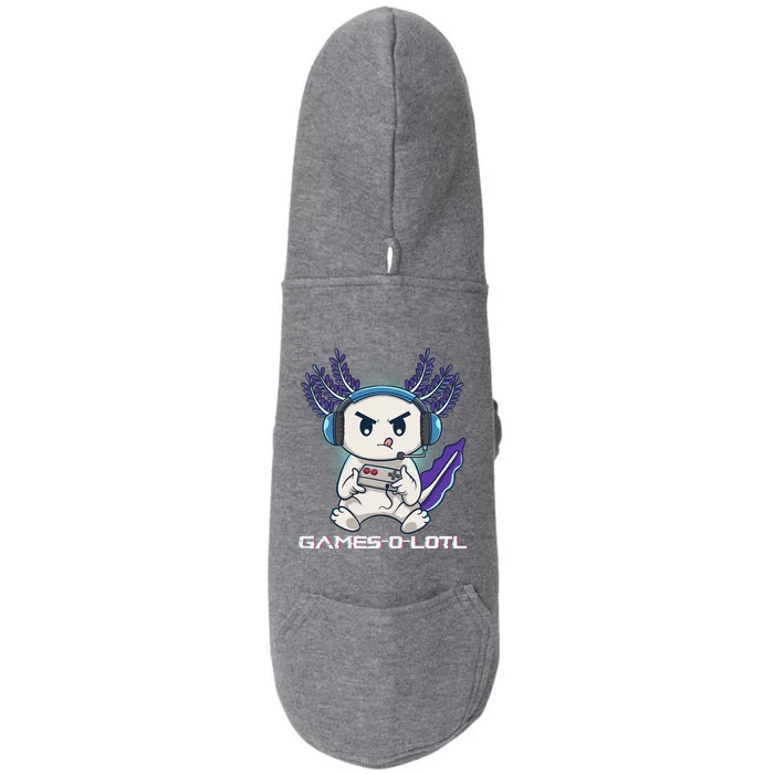 Cute Axolotl Playing Console Video Games Axolotl Gaming Doggie 3-End Fleece Hoodie