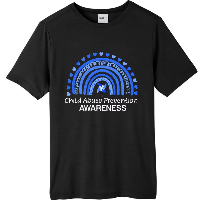 Child Abuse Prevention Awareness Blue Boho Rainbow Pinwheel ChromaSoft Performance T-Shirt