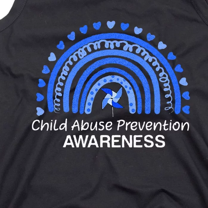 Child Abuse Prevention Awareness Blue Boho Rainbow Pinwheel Tank Top