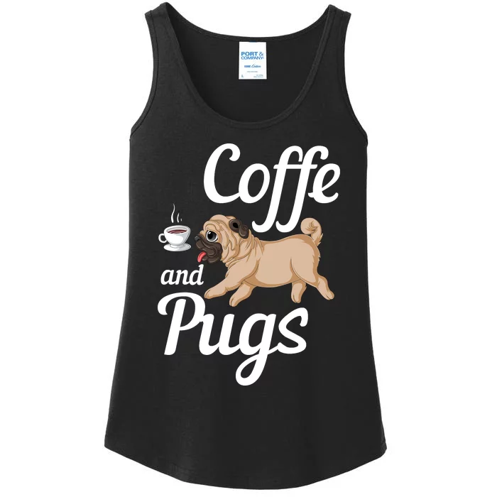 Coffee And Pugs Ladies Essential Tank