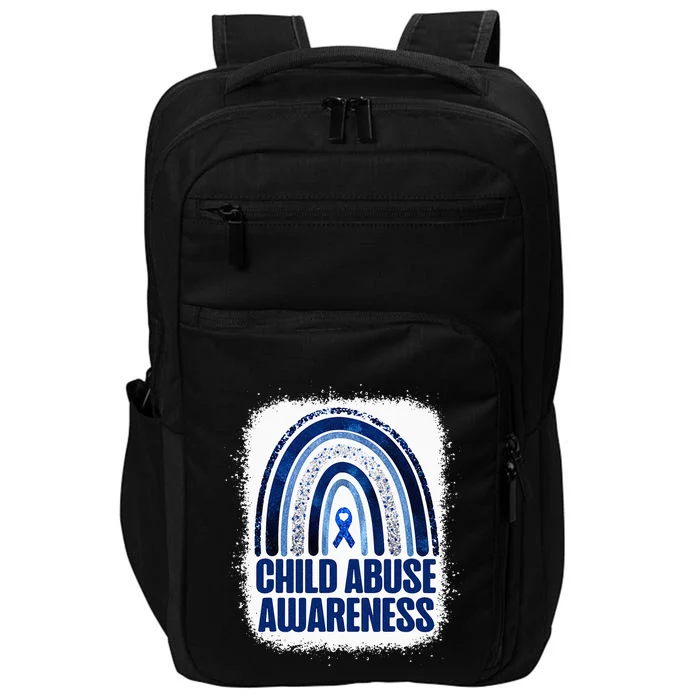 Child Abuse Prevention Awareness Blue Rainbow Bleached Impact Tech Backpack